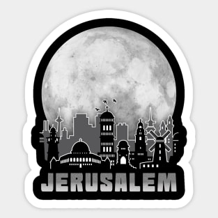 Jerusalem Israel Skyline Full Moon Sticker